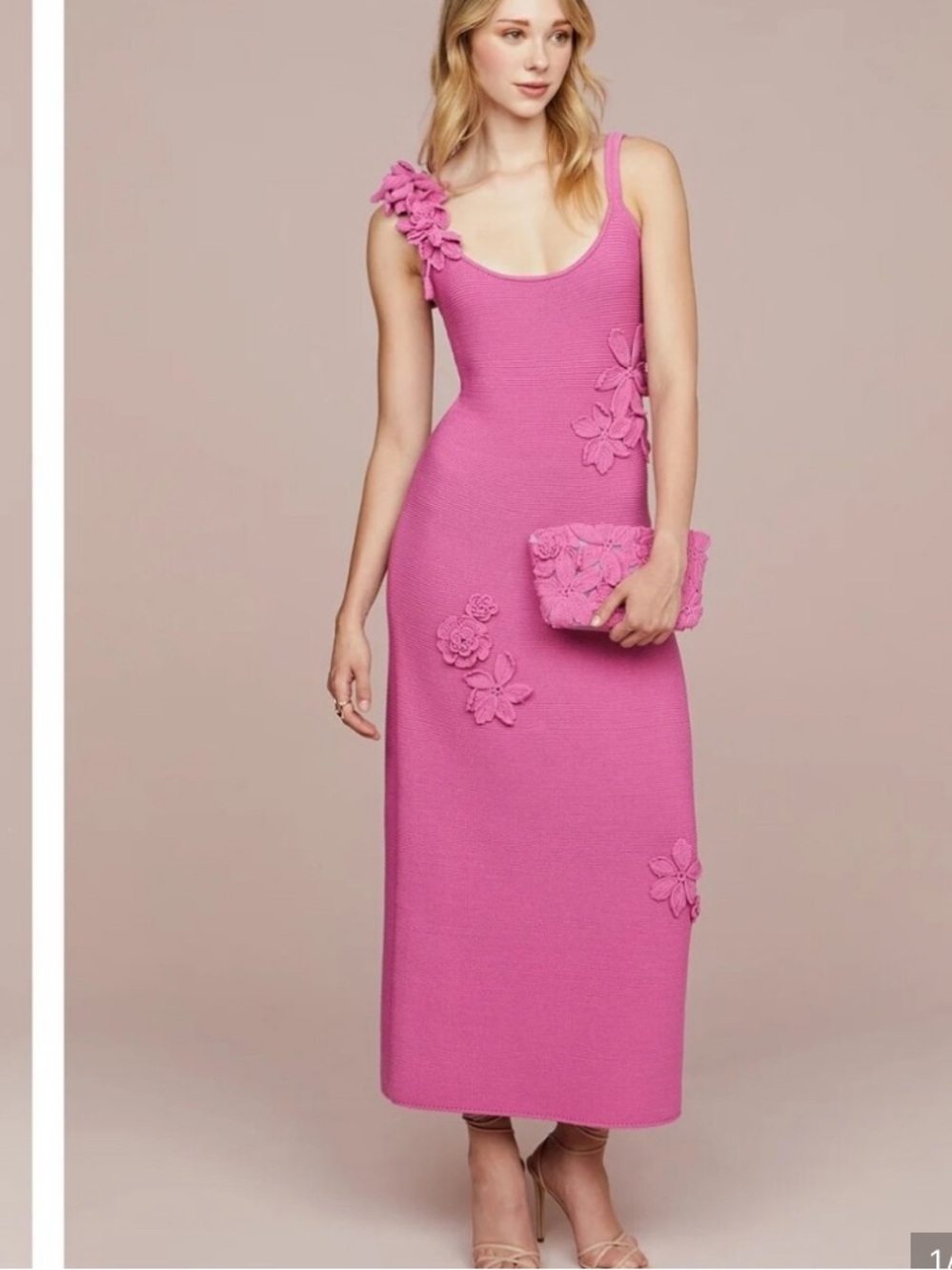 Amur Allegra Floral pink Appliqué Knit Dress Sz M medium